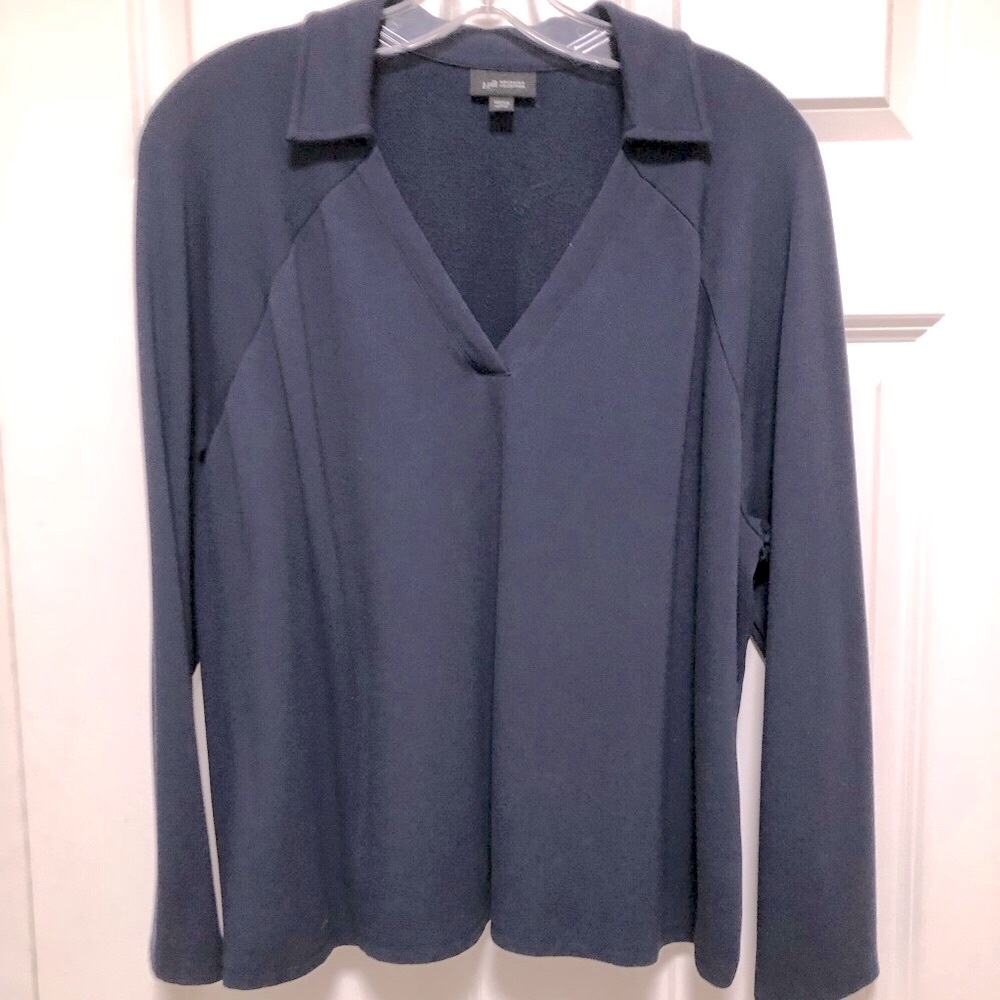 J.Jill Cozy navy blue V-Neck Long Sleeve Relaxed Top